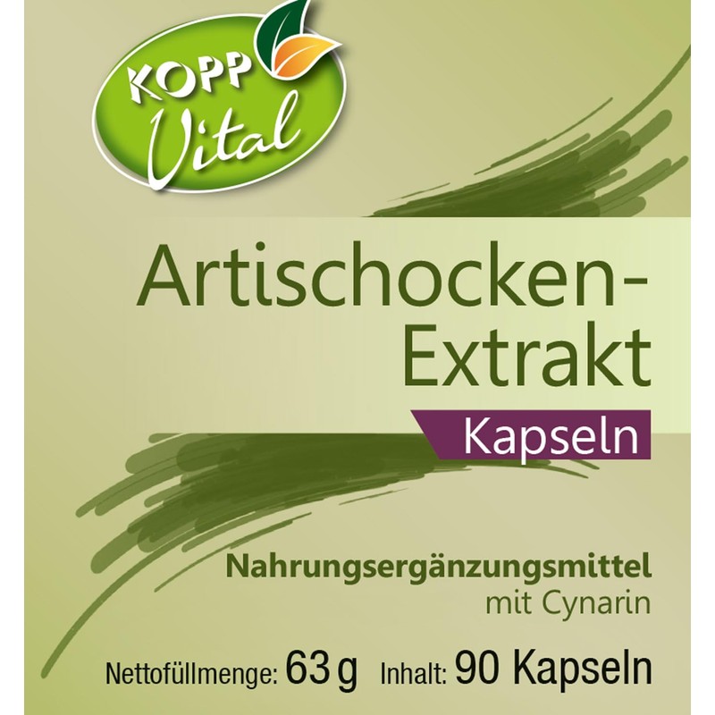 KOPP Vital® Artichoke Extract, 90 Capsules, 63 g, Free from