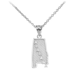 925 Sterling Silver State Pendant Necklace, 18"