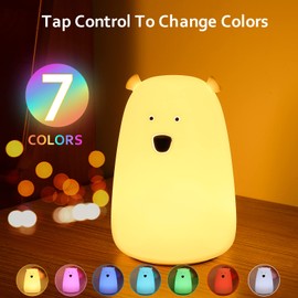 ZKLiLi Night Light Children Night Light Baby Decoration, 7 Colours Night Light Baby Care Light Dimmable, Bear Decoration Baby Room Decoration Children's Night Light Baby Night Light (Big White Bear)