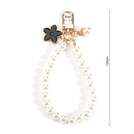 Key Fob Car Key Ring with Beads Tassel Wrists Key Chain Gifts for Women, black, S