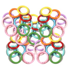 Wowjimi Round Shape Keychain, Set of 20, Carabiner, Macaron Color, Spring Coil, Candy Color, Open Ring, Color, Open Key Holder, Lost Prevention, Popular, 01