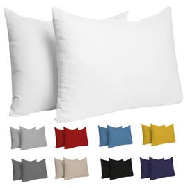 Dreamzie Pillowcases, 40 x 60 cm (Set of 2), 100% Jersey Cotton, 150 g/m², White, Resistant and Hypoallergenic