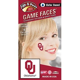 Oklahoma University (OU) Sooners – Water Based Peel & Stick Temporary Spirit Tattoos – 4-Piece – Crimson OU Logo