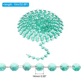 PATIKIL 14 mm Crystal Garland Strands, 32.8 Ft Acrylic Octagon Chandelier Bead Chains String for DIY Craft Wedding Party Home Decorative Jewelry Making, Blue