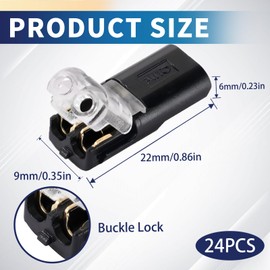 Pack of 24 Cable Connectors Plugs, 2-Pin Car Connector Cable Connector Waterproof Plug Connector 2-Pin Pluggable Cable Connector for 18-22 AWG Cable Crimp