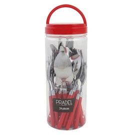Pradel Heritage 518154 Cutlery Set 24 Pieces Stainless Steel/Plastic Red 9.6 x 23.5 x 9.7 cm