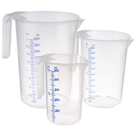 APS Measuring Jug 1 Litre, Diameter 12 x Height 16.5 cm, Plastic Cup with Embossed Scale on the Outside, Open Handle, L/ml Divisions, Dishwasher Safe
