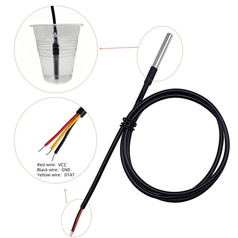 Yuuhseel 5pcs DS18B20 Temperature Sensor Waterproof Digital Stainless Steel Tube