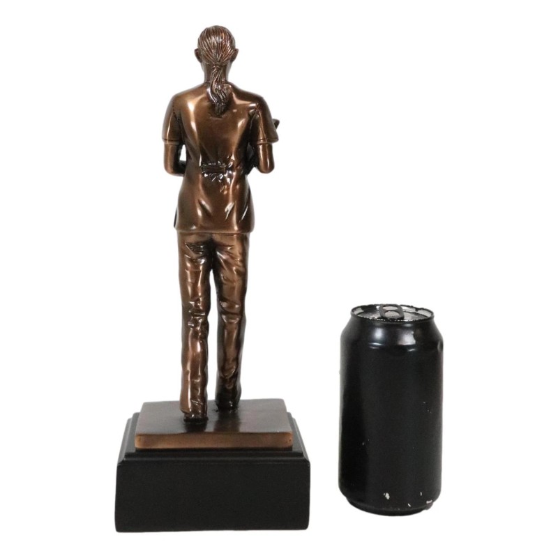 Medical Professional Physician Female Nurse Doctor Bronzed Resin Statue W/