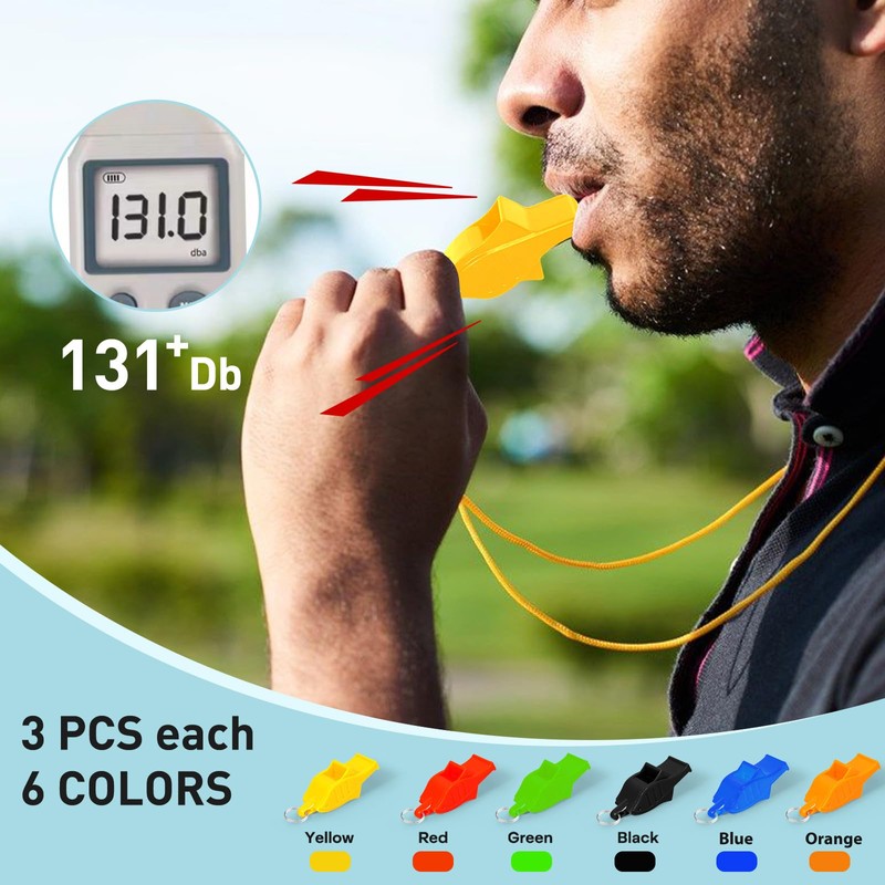 Plume'CHJ Whistle, 2-Pack Fish Shaped Pearl-Free Plastic Whistle with Lanyard，Sports
