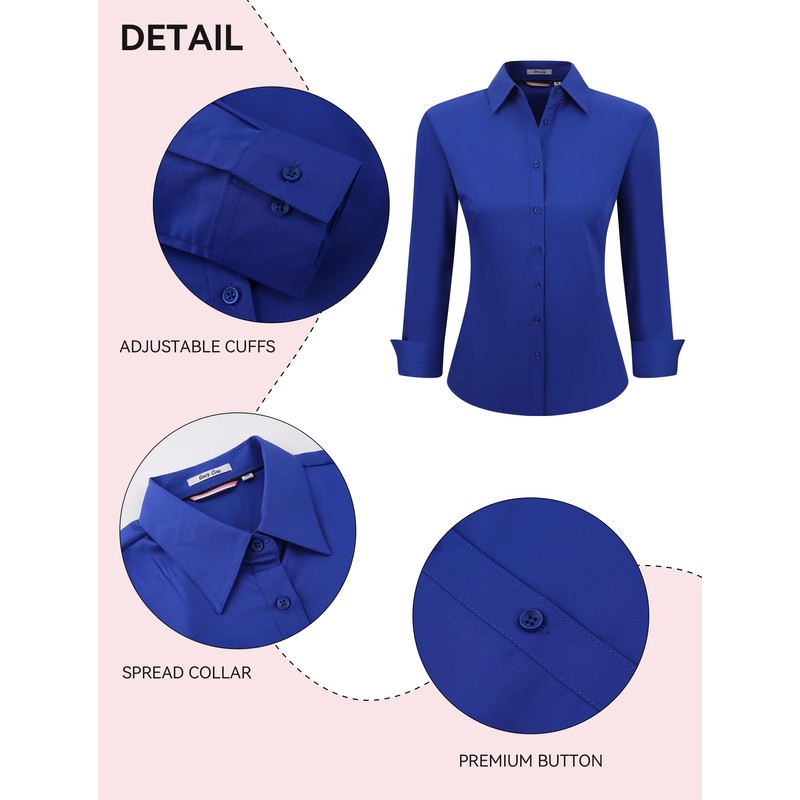 Womens Button Down Shirts Long Sleeve Regular Fit Basic Simple