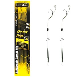PRO FILSTAR Carp Fishing Blowback Combi Rig Fishing Hook N4, Fluorocarbon Leader 9 kg, Braided Line 11 kg - Аnti Tangle Sleeve - Curve Shank Hook - Pop Up Fishing Bait - Boilies Hair Rig, Carp Fishing