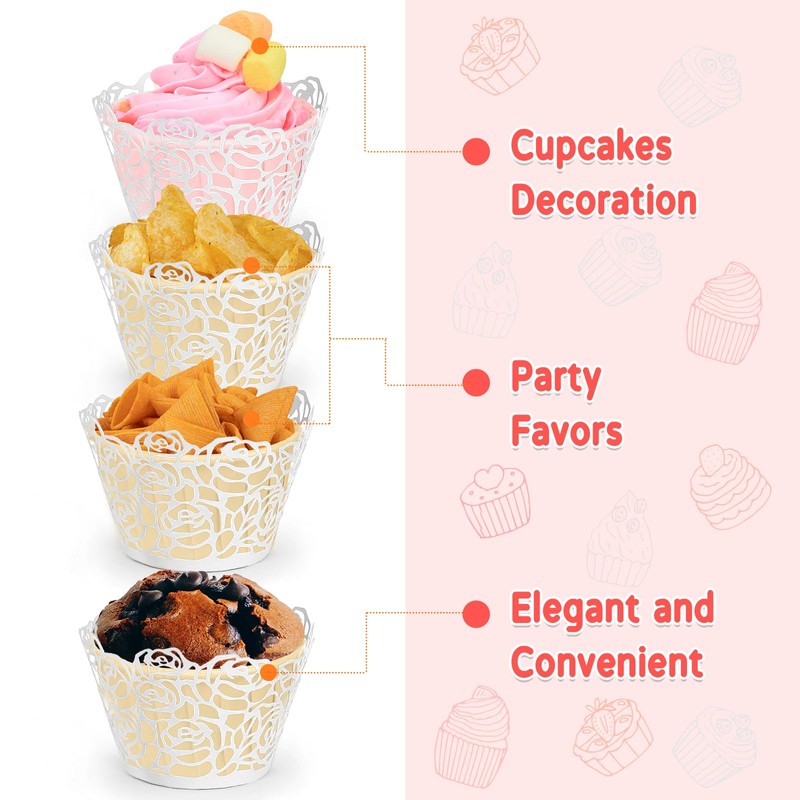 Bäcker & Lecker Cupcake Wrappers Cases 50 Pieces Lace Paper