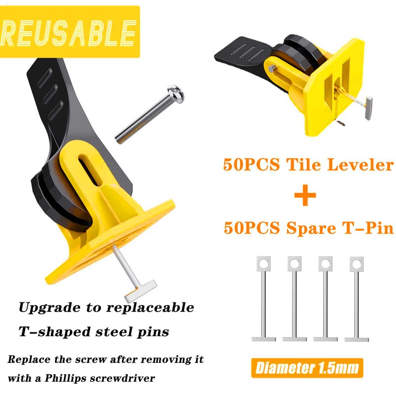 50pcs Tile Leveler Tile Tools Needle Exchangeable Reusable Tile Spacers