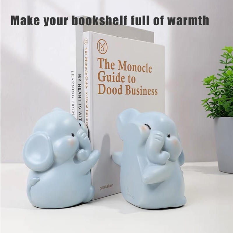 Decorative Elephant Book Ends, Resin Elephant Book Ends for Shelves,