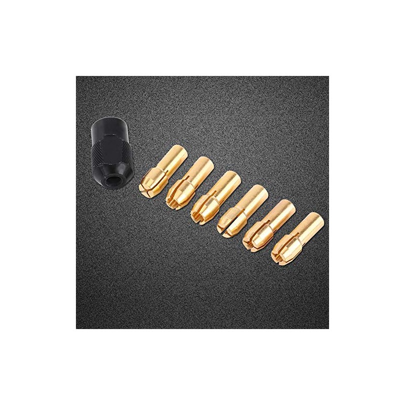 Collet Sleeves, 7Pcs Brass Chuck Collet Drill Bit Sets Nut