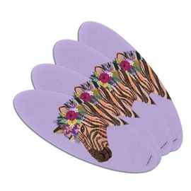 Zebra Flower Floral Hair Double-Sided Oval Nail File Emery Board Set 4 Pack