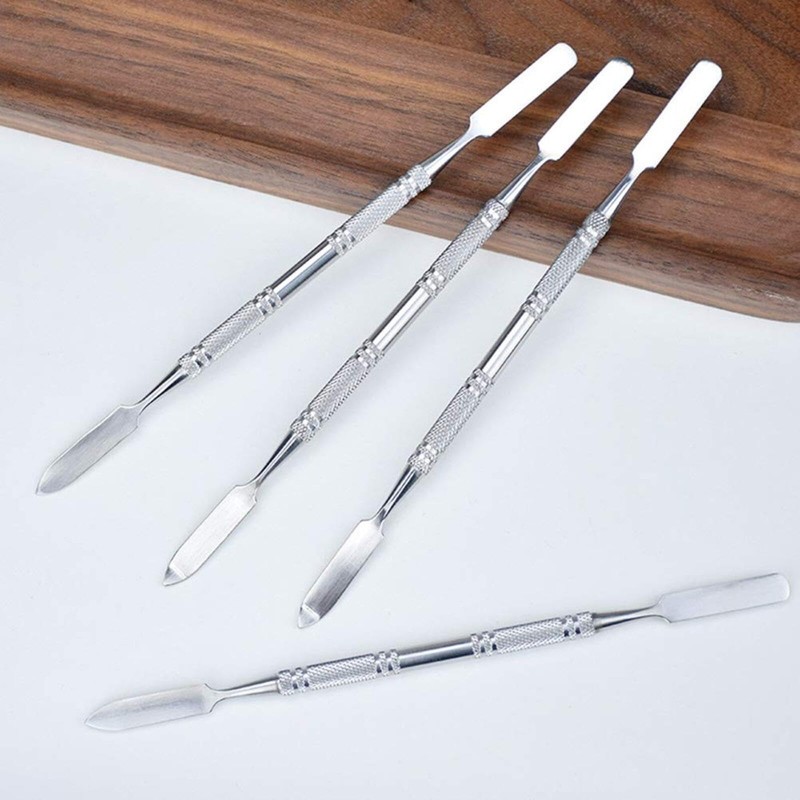 Stainless Steel Double Spatula Ointment Spatula for Make Up Pallets