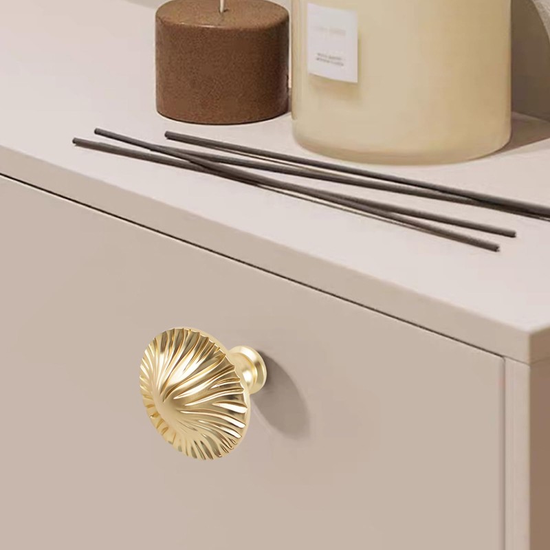 MOROBOR 4 Pack Brushed Gold Cabinet Knobs, Solid Zinc Alloy