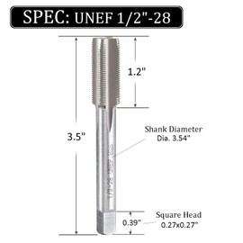 CenterZ 1/2-28 UNEF Tap and Die Set, 1/2" x 28 TPI Right Hand HSS 4 Flutes Thread Milling Tap with Round Threading Die, 2 Pack High Speed Steel Machine Thread Tap Die Set