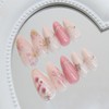 24Pcs Cat Eye Press on Nails Medium Almond Summer Flower
