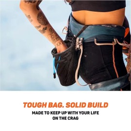 Vibes Chalk Bag for Rock Climbing - Quick-Clip Belt, Large Zippered Pockets & Brush
