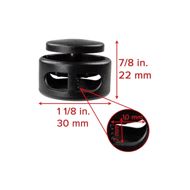 Paracord Planet Extra Large Spring-Loaded Plastic 2 Hole Cord Locks
