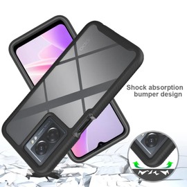 CELULARTE Funda Compatible Compatible con OPPO A57 4G y OPPO A77 4G Case Transparente Rigida Anti Shock 2 en 1 Color Negro Uso Rudo Anti Golpes