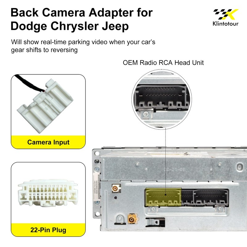 Backup Camera Harness Adapter Compatible with Chrysler 2007-2016/Dodge 2007-2012/Jeep 2007-2019,