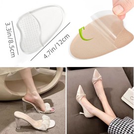 Ball of Foot Cushions for High Heels,4 Pairs Heels Cushion Pads，Non-Slip Comfortable Foot Cushions,Soft Gel Heel Pads,Forefoot Pads (Beige,Black and Clear)