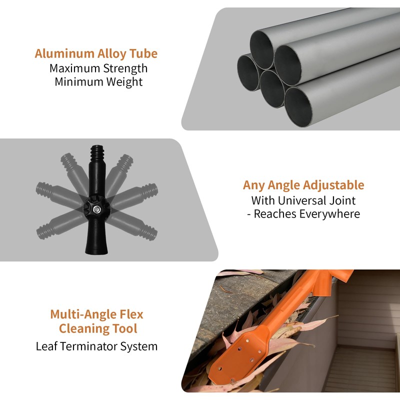 Longtor 12.9FT Gutter Cleaning Tools from Ground – Aluminum Extension