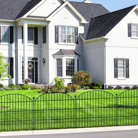 Animal Barrier Fence 5 Pack - 24 in (H) x 10ft (L) No Dig Dog Garden Decorative Fence Rustproof Metal Wire Panel Border, Rustproof Metal Wire Section Edging Fencing Panel