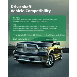 SCITOO 31.95" - 35.23" Front Drive shaft Assembly Propeller Shaft Compatible For Dodge Ram 2500 For Dodge Ram 3500 For Ram 2500 For Ram 3500 2003-2013 938-163 65-9540 938163 659540