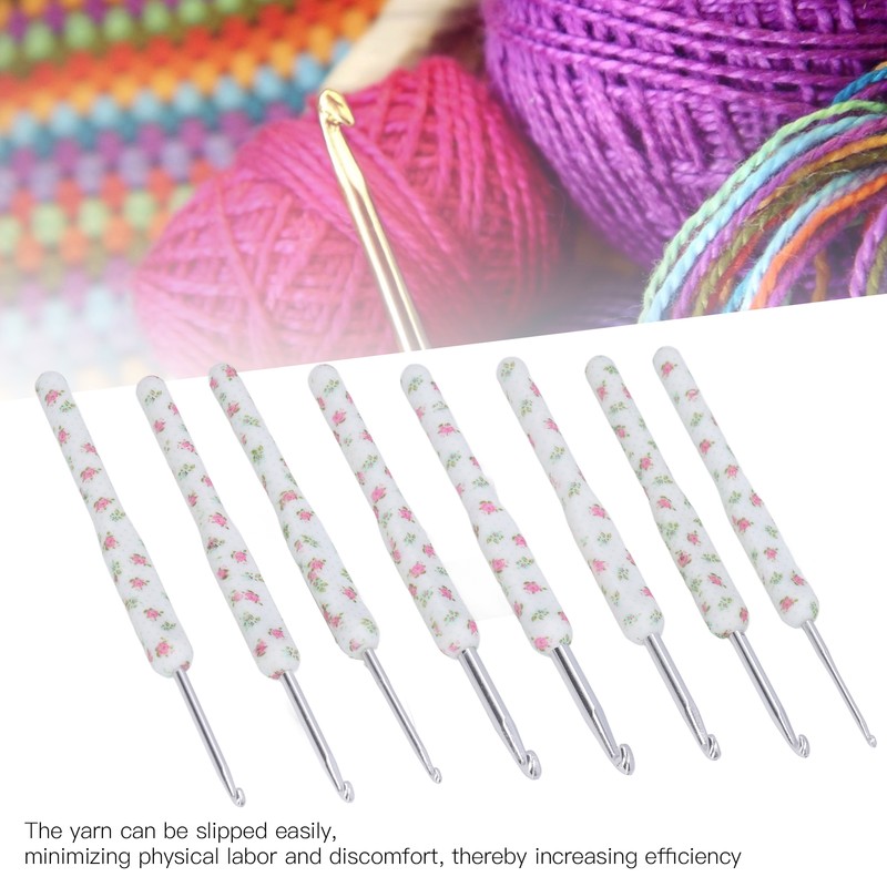 8pcs Crochet Hooks Ergonomic Design Comfortable Handle Easy Identification Compact