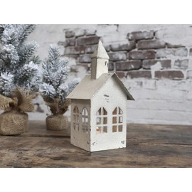 Chic Antique Church Light House Antique Brass 20 cm High Christmas Advent (Cream)