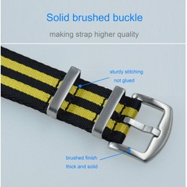 MZBUTIQ 22 mm Black/Yellow Seat Belt Watch Strap One Piece Nylon Watch Band Replacement Brushed Buckle