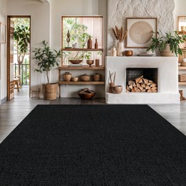 LuuL Home Easy Jute Rugs 8x10 Dark Gray Color Living Room Indoor Outdoor Area Rug for Farmhouse Patio and Kitchen Rug High Traffic Washable Easy to Clean Solid Woven Design Outside Carpet (8 x 10)
