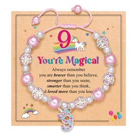 UPROMI 9 Year Old Girl Gifts Birthday Ideas, Christmas Gifts for Girls 9-12, Happy 9th Birthday Decorations Bracelet