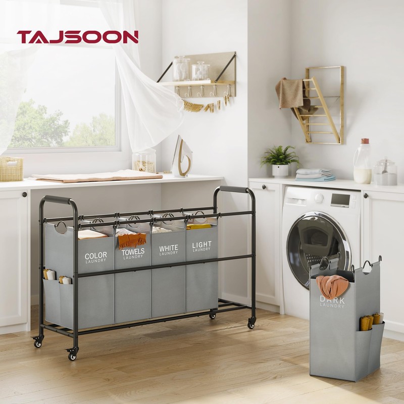 Tajsoon Laundry Sorter, Laundry Hamper 5 Section with Heavy Duty