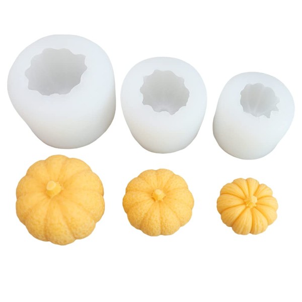 Cestony 3Pcs Halloween 3D Pumpkin Candle Silicone Molds for Making