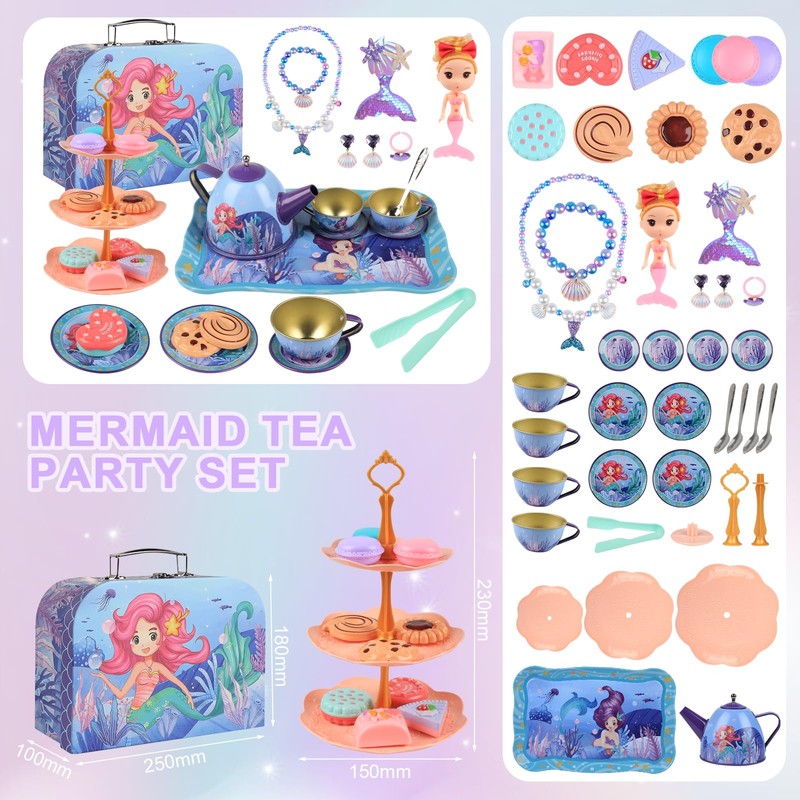 Little Mermaid Toys for Girls 4-6, Mermaid Tea Set for