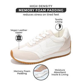 Project Cloud Fashion Sneakers for Women - Lace up Memory Foam Insole and Non-Slip Womens Shoes Dressy Casual Spring Shoes (Madison, Whit,8) White