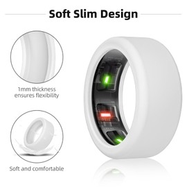 NewJourney Elastic Ring Cover - Compatible with Oura Ring Gen 4/3, UltraHuman Ring AIR, Anti-Scratch Silicone Protector (M, Clear+White+Pink+Purple)