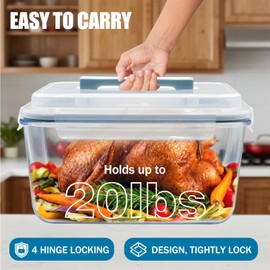 Hontent Large Glass Storage Containers with Lids 201oz Extra Large Big Airtight Glass Food Storage Containers for Rotisserie Chicken Watermelon Leftovers Marinade Turkey, BPA Free, Dishwasher Safe