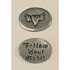 Basic Spirit Canada Handcraft Pewter Token Charm FLYING HEART "Follow