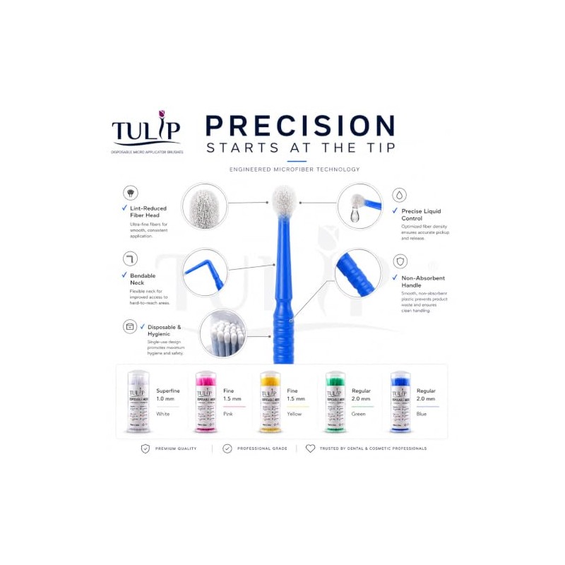 Tulip 400 cepillos de microaplicador regulares – Microcepillos dentales desechables