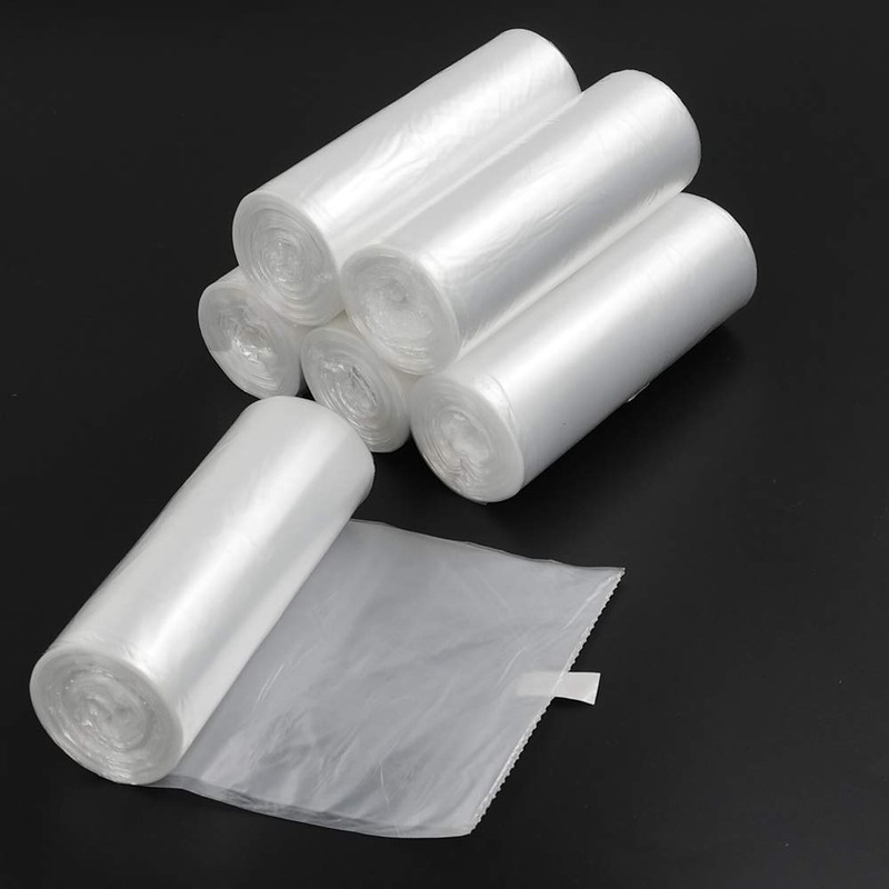 Ponpong 15 Litre Clear Garbage Bin Bags, Bin Liners, 6