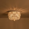 CHOOHUE 4-Lights Bohemian Flush Mount Ceiling Light Wood Beaded Mini