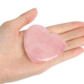 ideayard Rose Quartz Heart 60mm Healing Rose Crystal Lover Stone Meditation Good Luck Relieve Anxiety Stress Palm Worry Stone for Gift