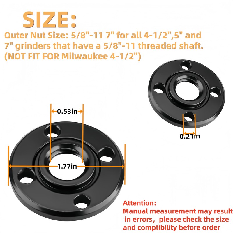 4 Pack N134467 Angle Grinder Nut Hex Hole Flange Nuts